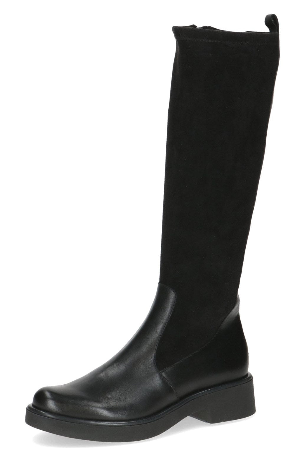 Caprice Leather and Stretch Suede Knee High Boots - Black
