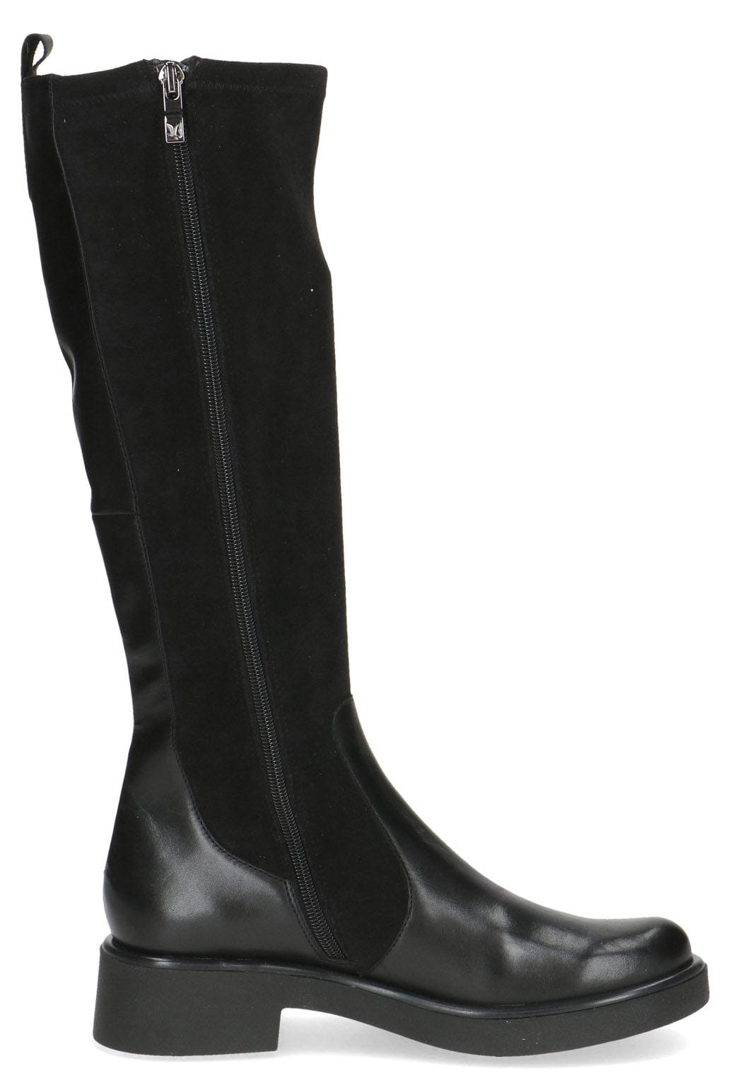 Caprice Leather and Stretch Suede Knee High Boots - Black
