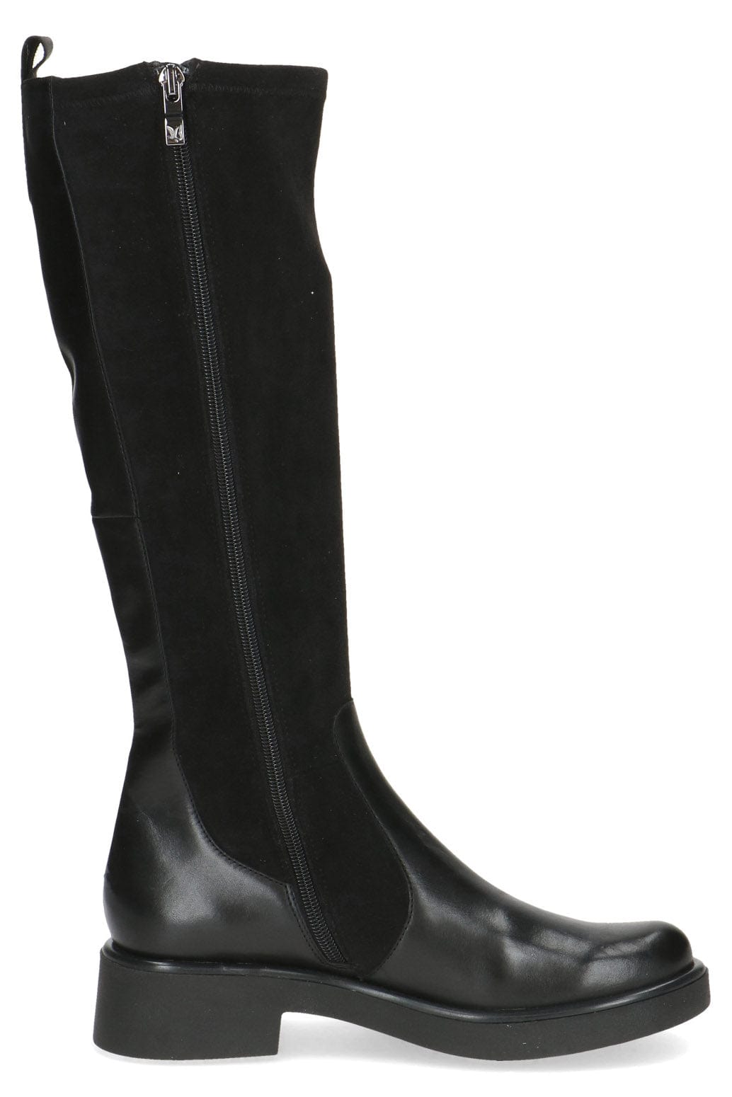Caprice Leather and Stretch Suede Knee High Boots - Black