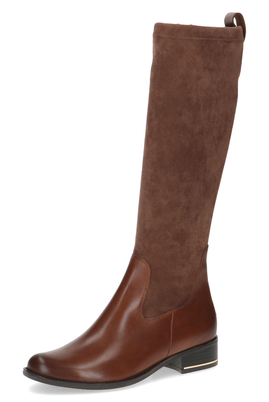 Caprice Leather and Stretch Suede Knee High Boots - Cognac Comb