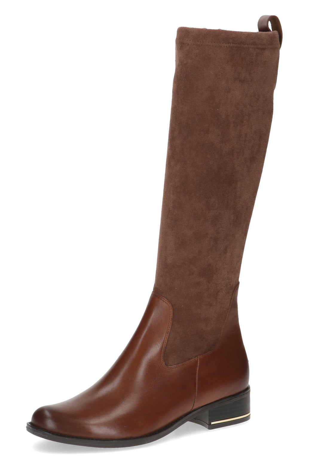 Caprice Leather and Stretch Suede Knee High Boots - Cognac Comb