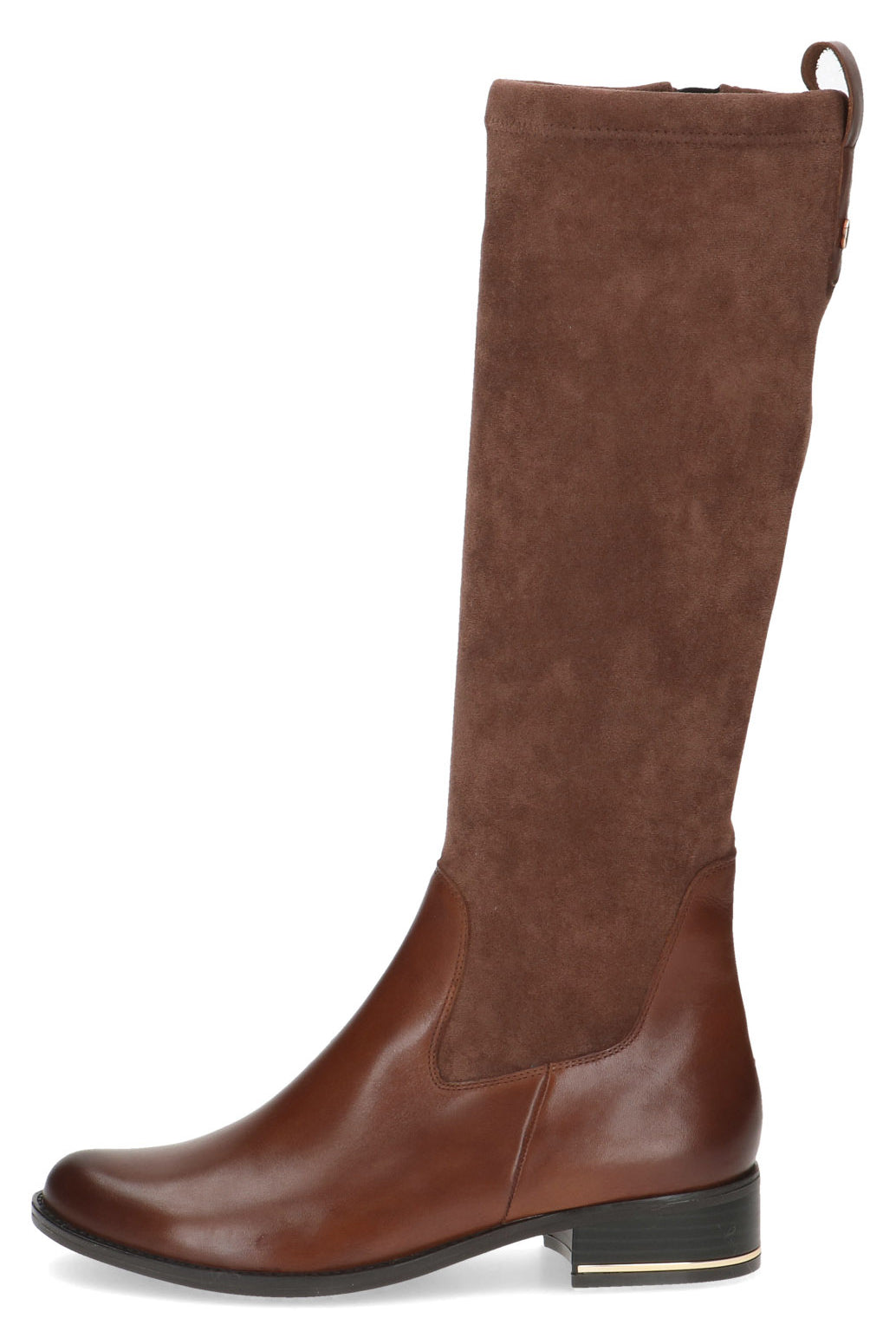 Caprice Leather and Stretch Suede Knee High Boots - Cognac Comb