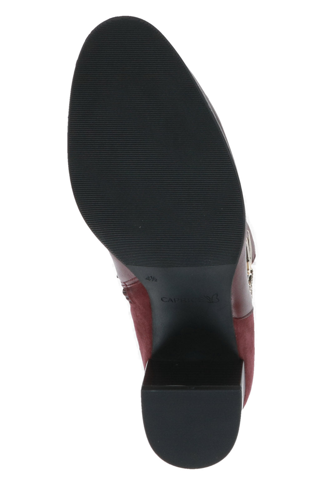 Caprice Leather Antishock Block Heel Boots - Bordeaux Comb