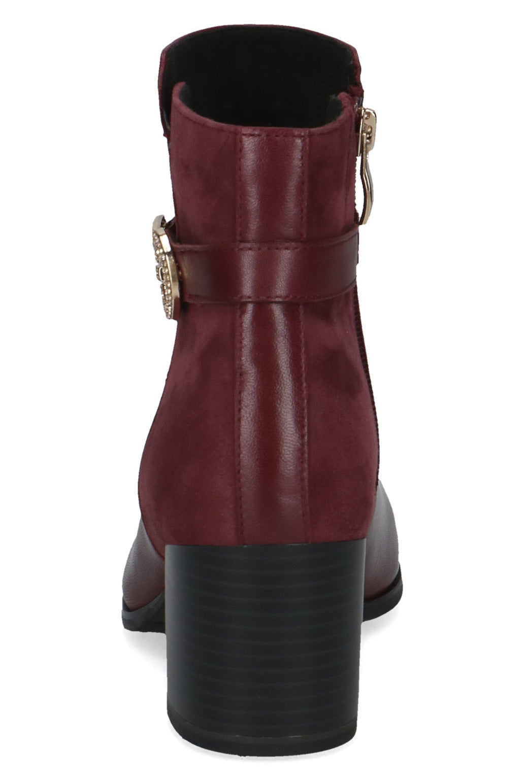 Caprice Leather Antishock Block Heel Boots - Bordeaux Comb