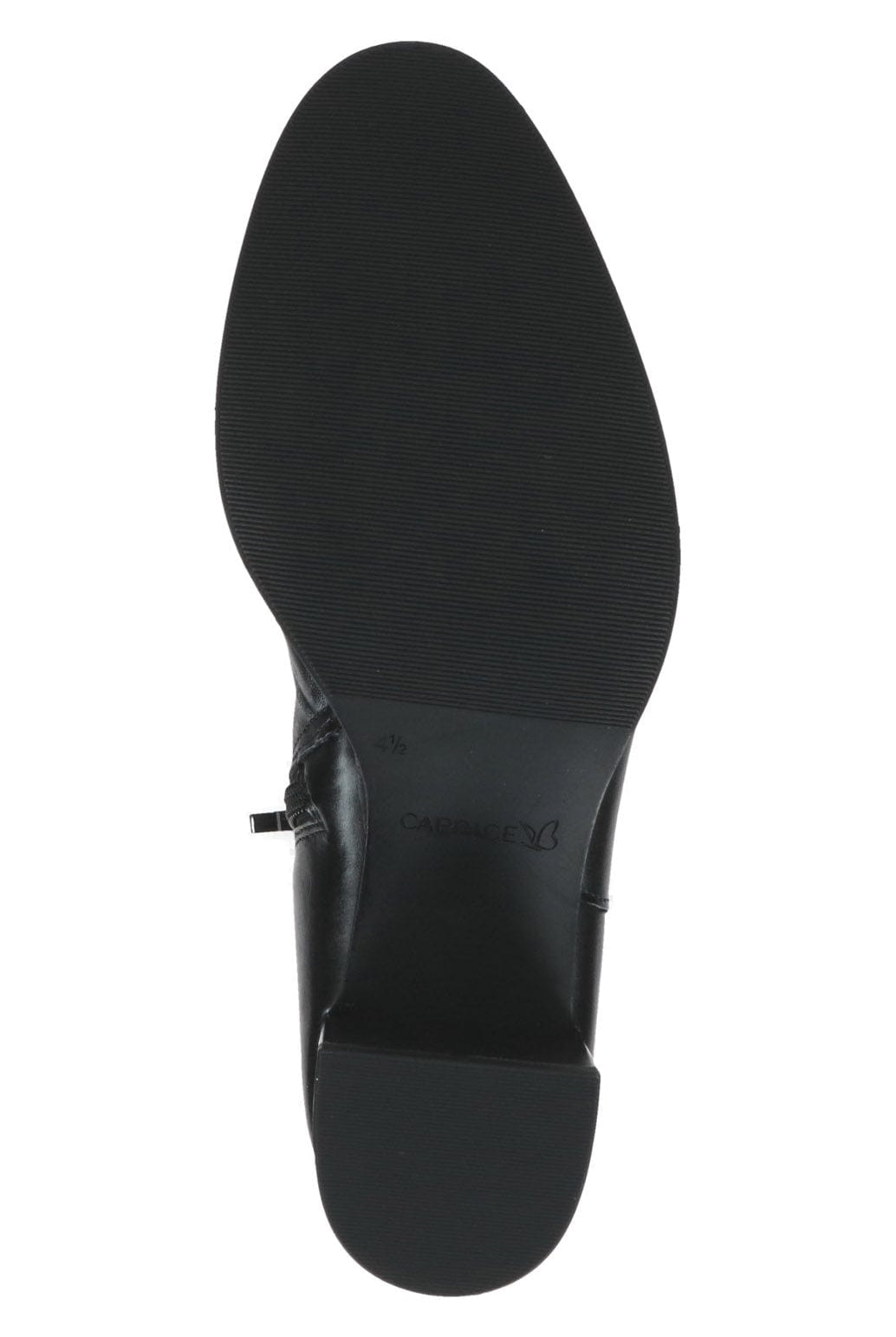 Caprice Leather Knee High Block Heel Boots - Black Nappa