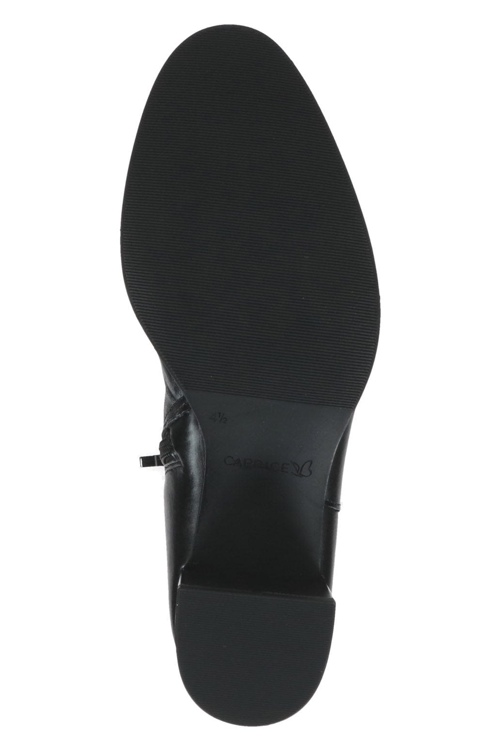 Caprice Leather Knee High Block Heel Boots - Black Nappa