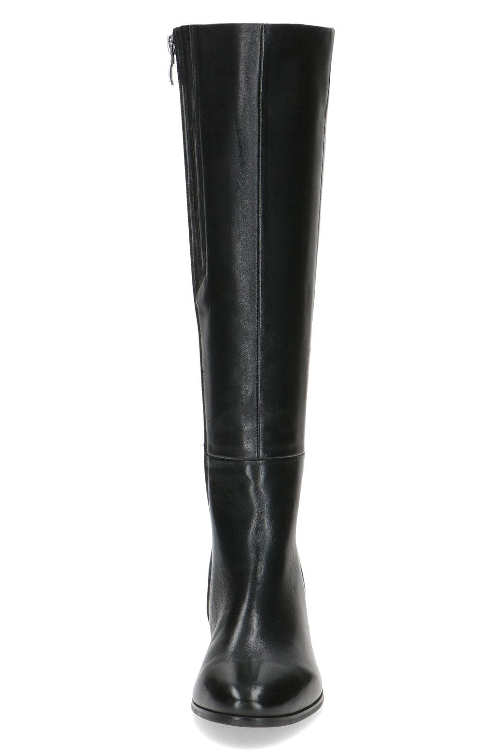 Caprice Leather Knee High Block Heel Boots - Black Nappa