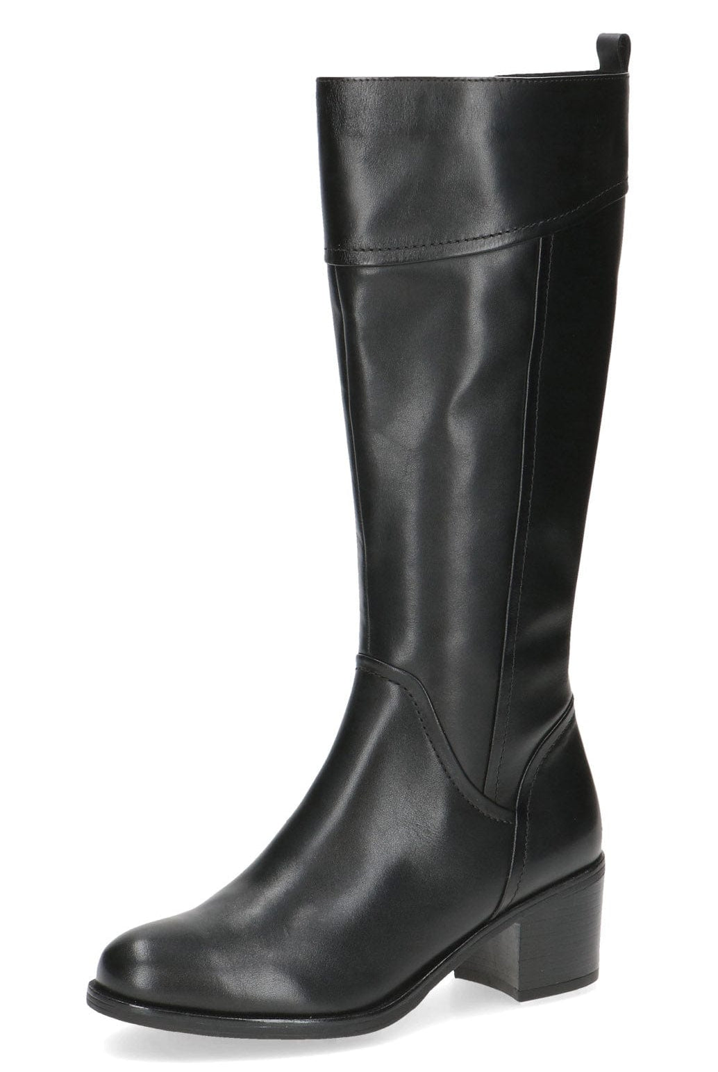 Caprice Leather Knee High Boots - Black Nappa