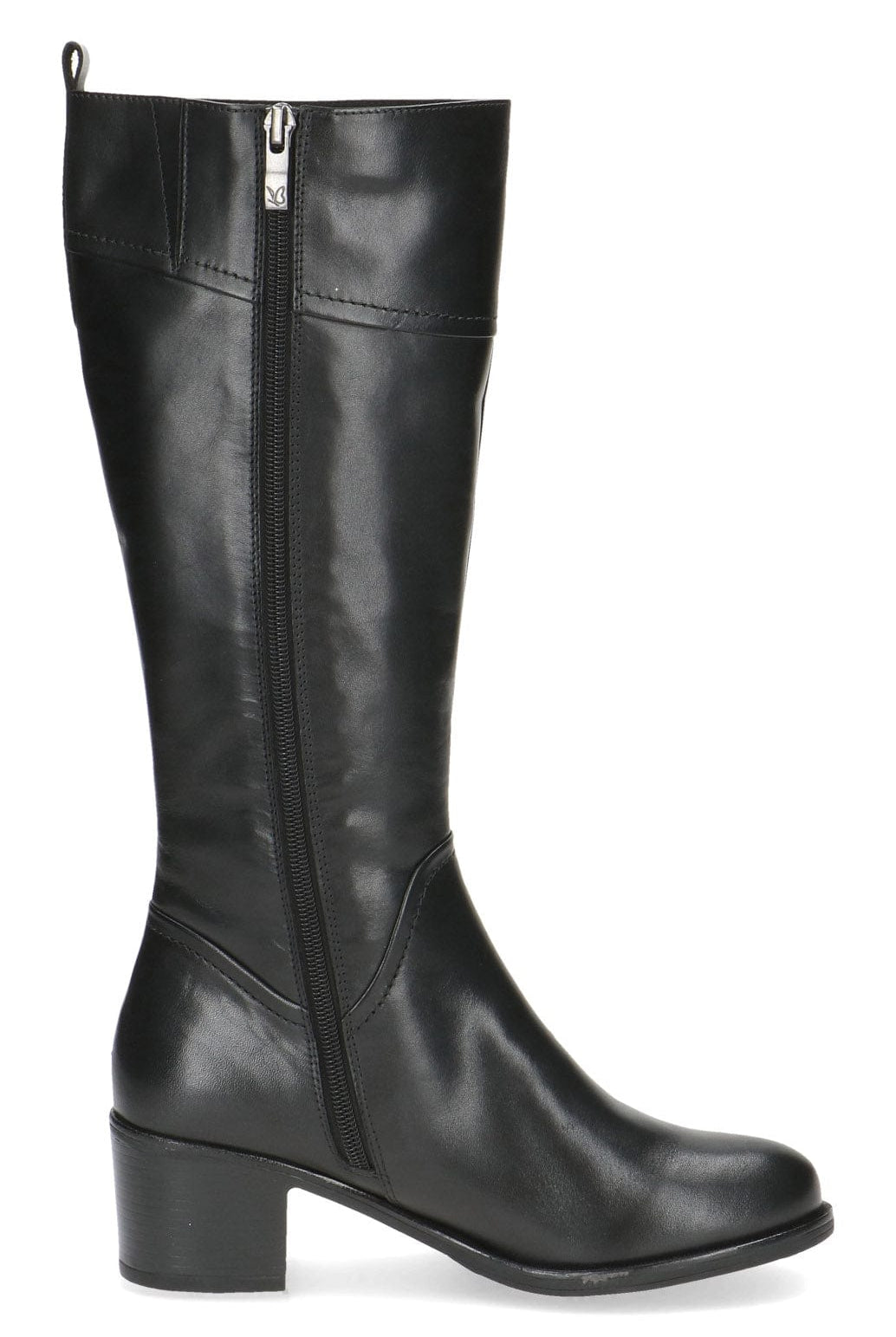Caprice Leather Knee High Boots - Black Nappa