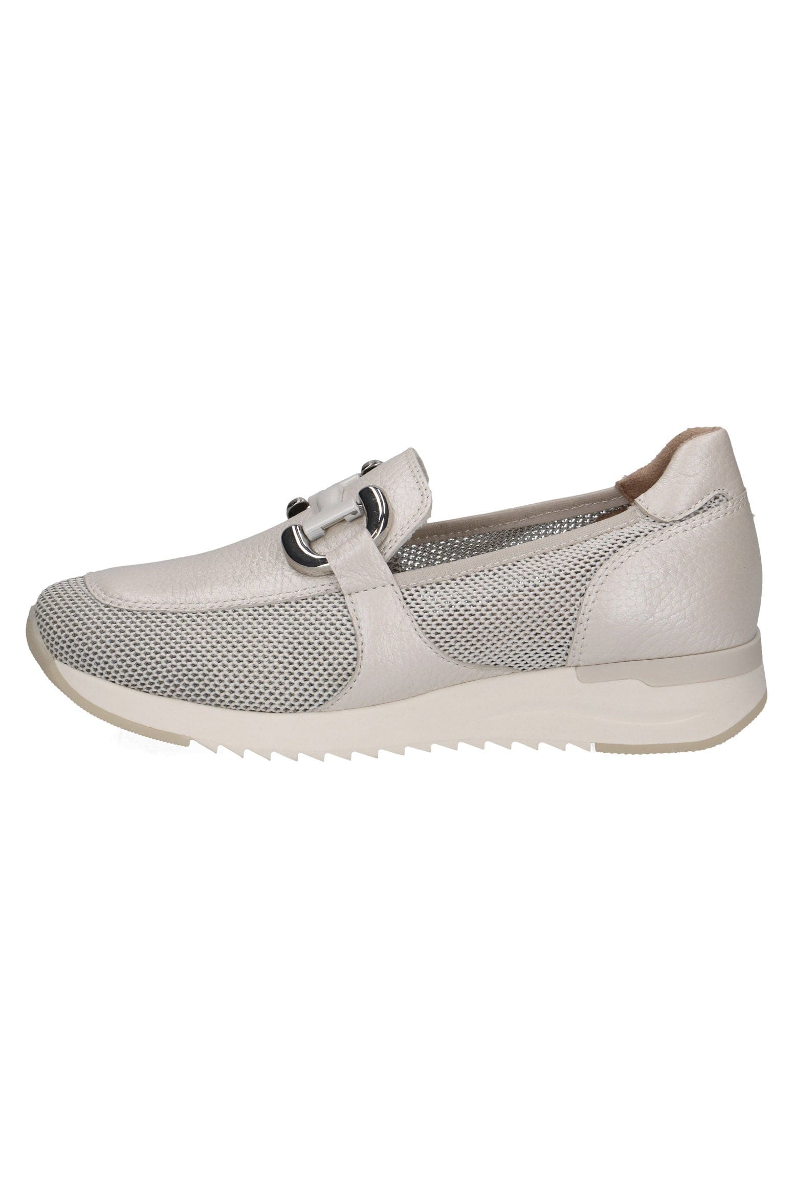 Caprice Leather Mesh Detail Slip-On Loafers - Pearl Comb
