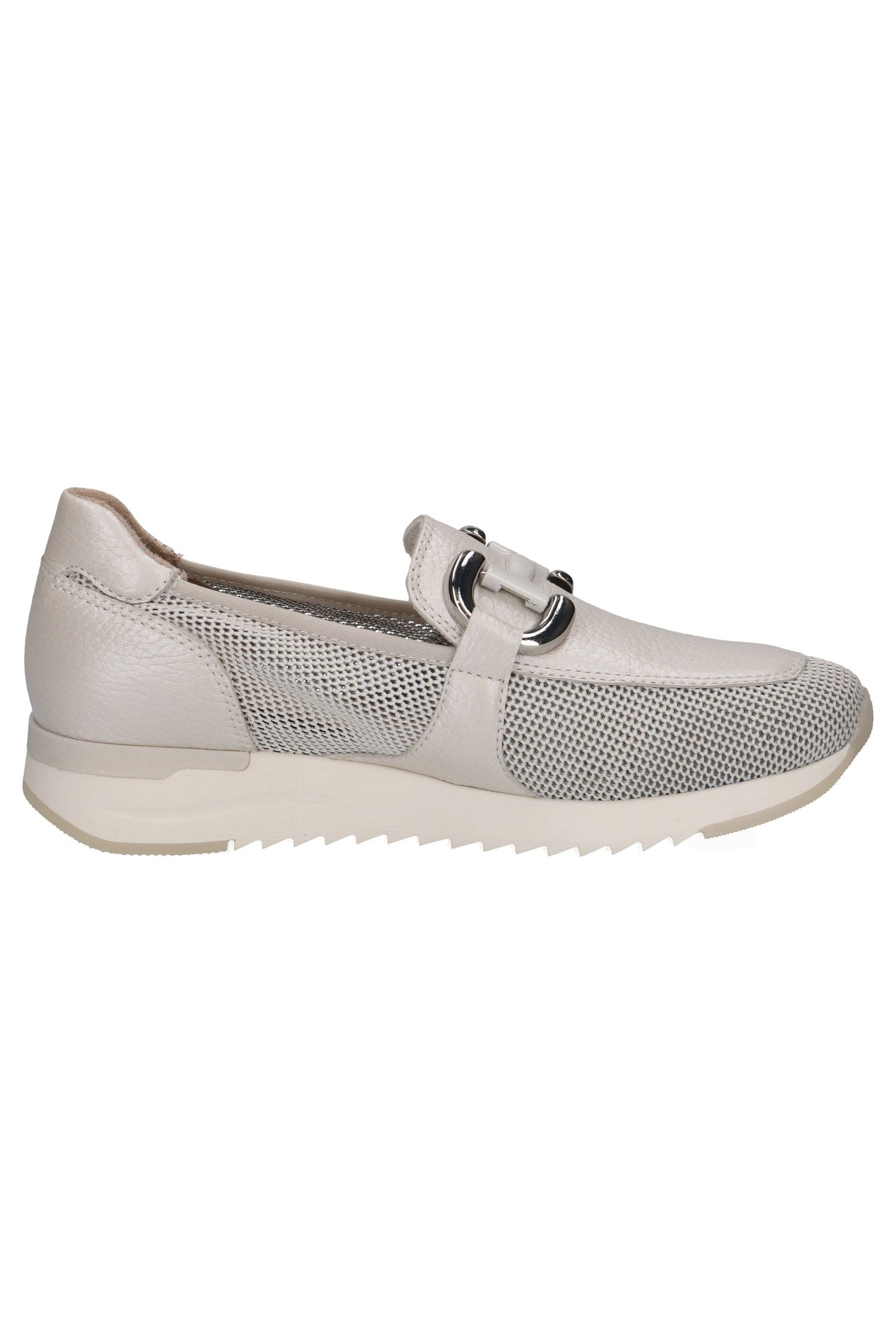 Caprice Leather Mesh Detail Slip-On Loafers - Pearl Comb