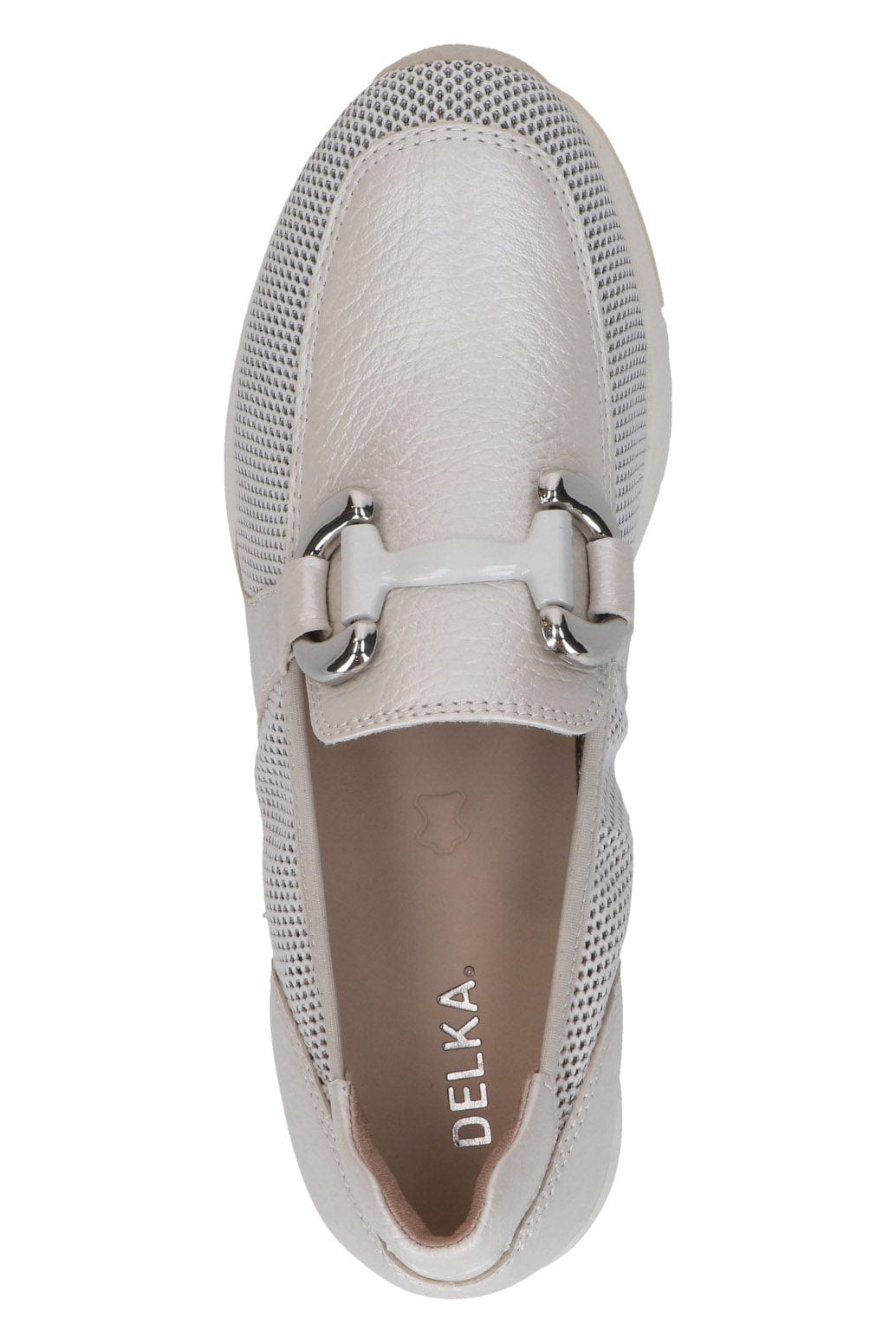 Caprice Leather Mesh Detail Slip-On Loafers - Pearl Comb