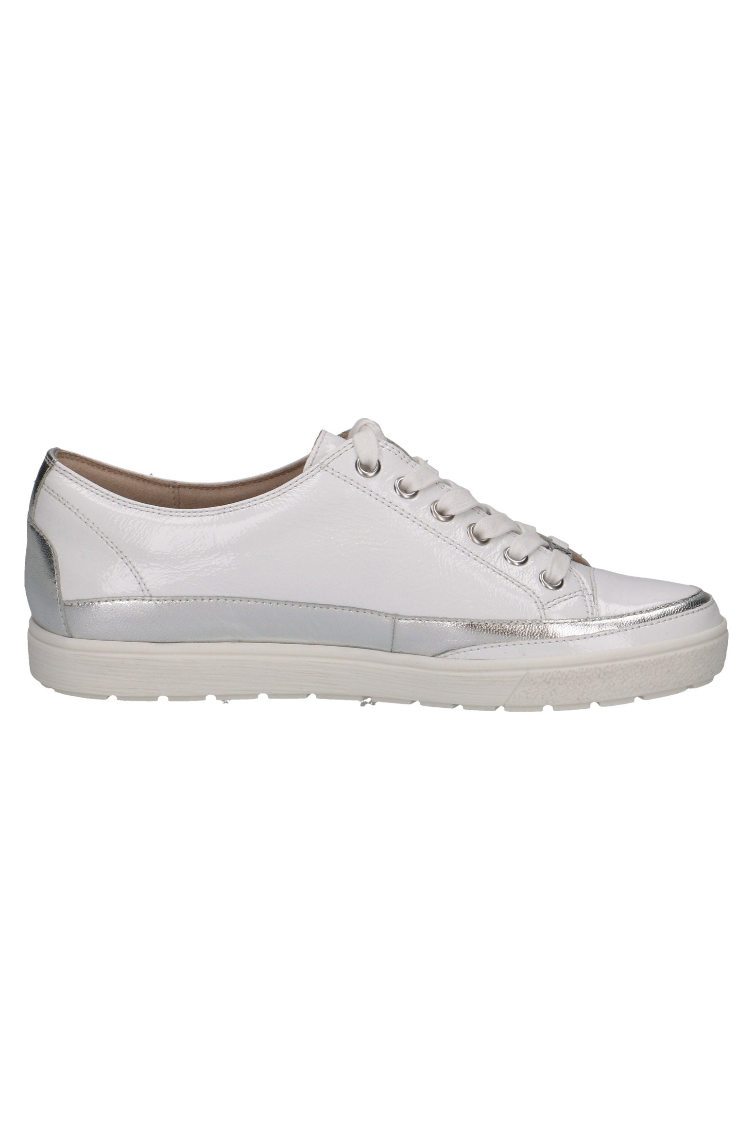 Caprice Leather Metallic Contrast Trainers - White Comb