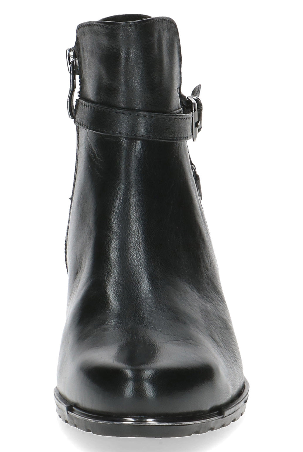 Caprice Leather Strap Detail Ankle Boots - Black Nappa