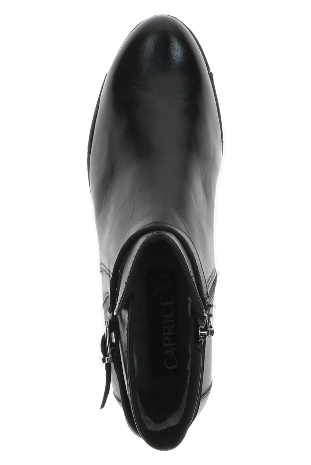 Caprice Leather Strap Detail Ankle Boots - Black Nappa