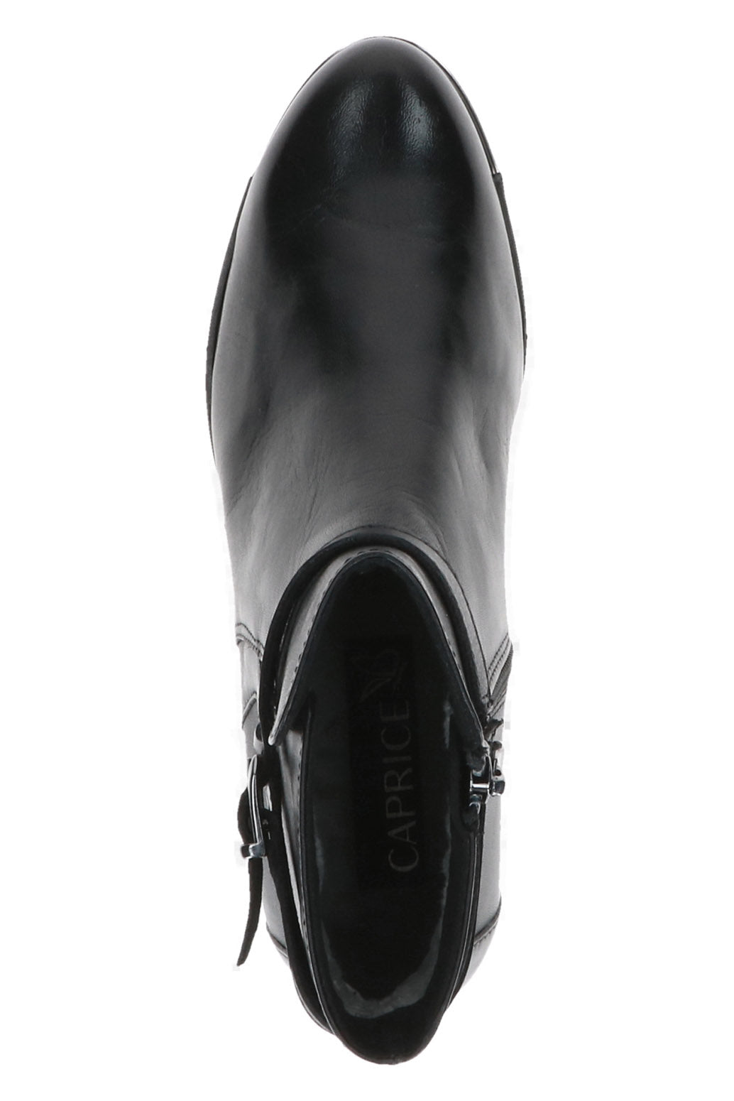 Caprice Leather Strap Detail Ankle Boots - Black Nappa