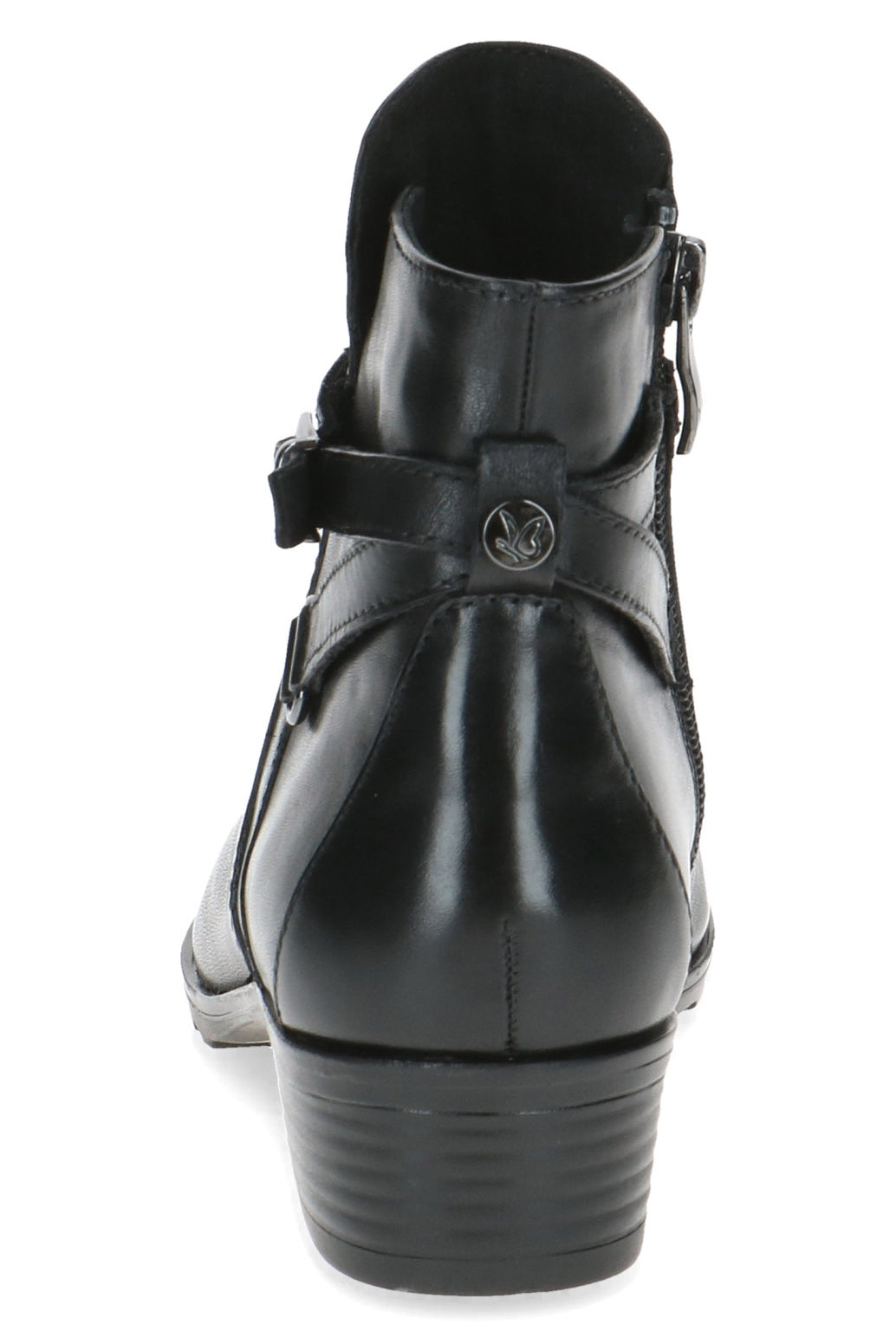 Caprice Leather Strap Detail Ankle Boots - Black Nappa