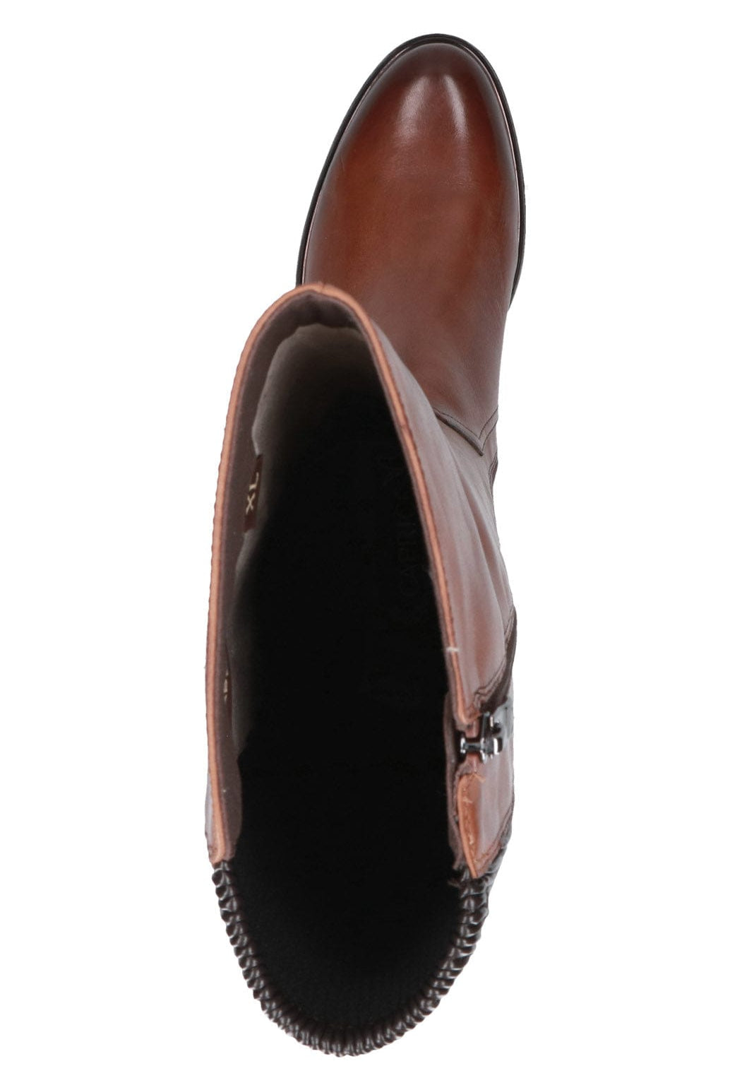 Caprice Leather Stretch Back Knee Boots - Cognac Comb