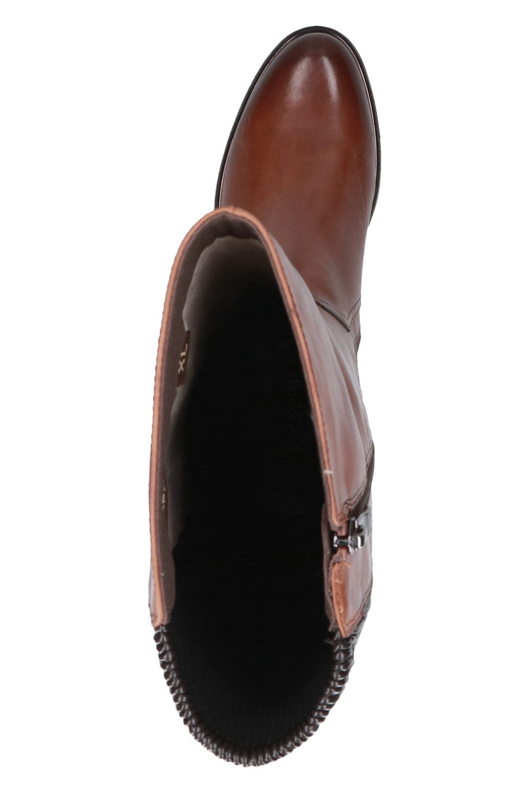 Caprice Leather Stretch Back Knee Boots - Cognac Comb