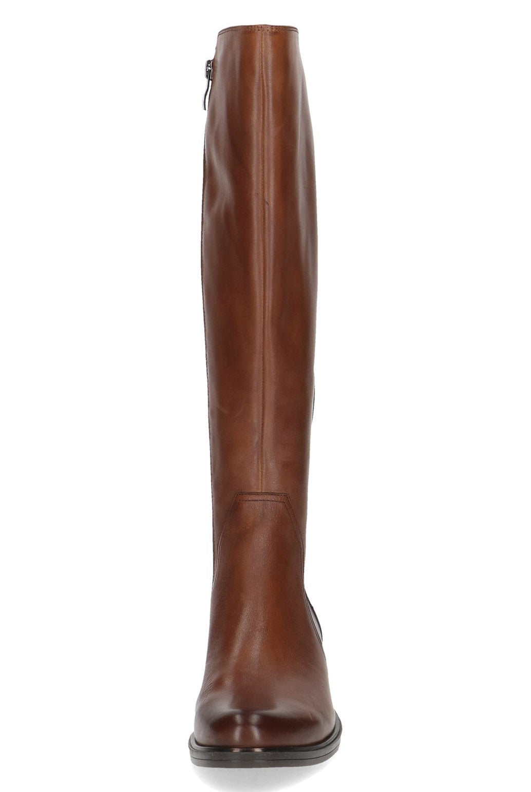 Caprice Leather Stretch Back Knee Boots - Cognac Comb