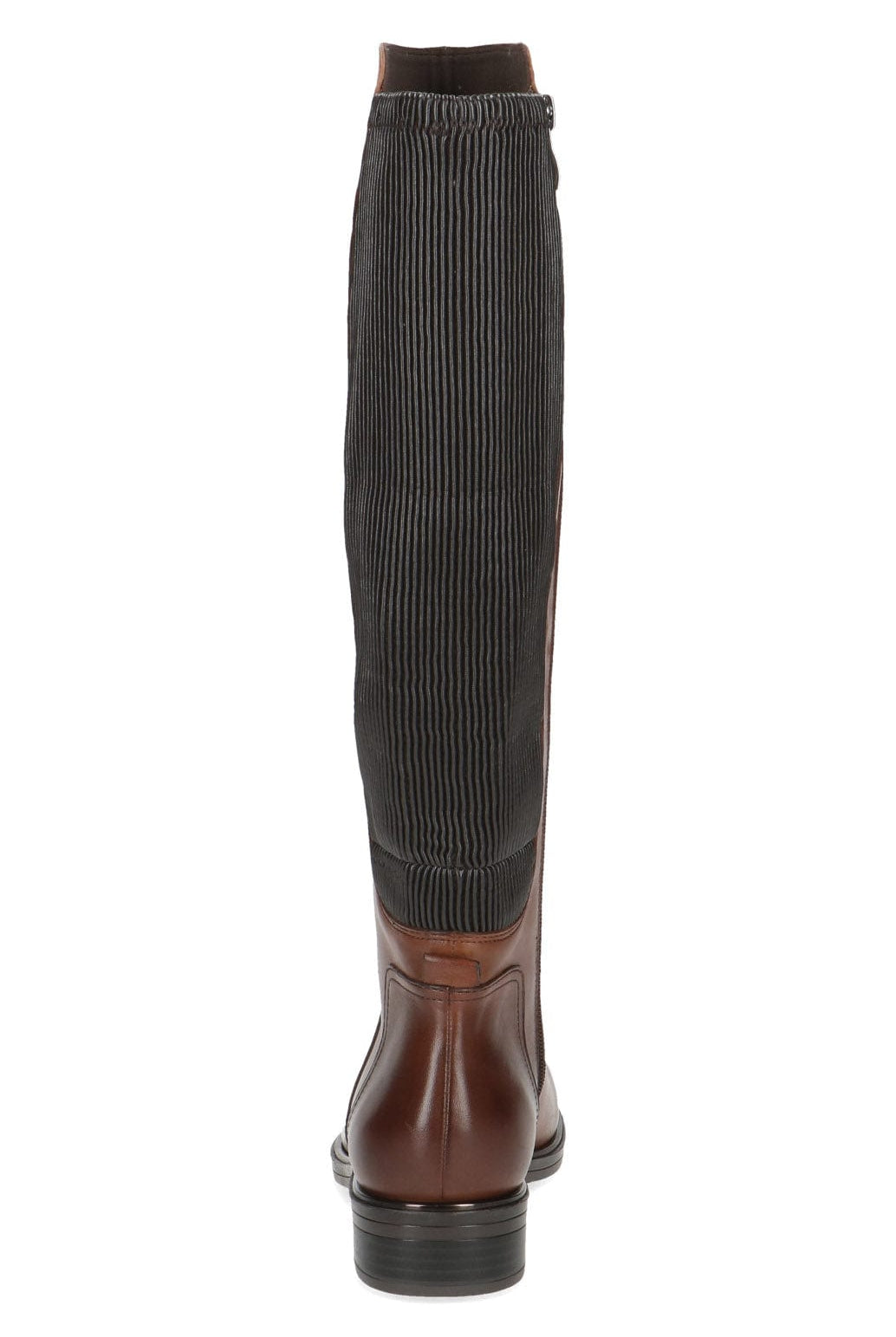 Caprice Leather Stretch Back Knee Boots - Cognac Comb