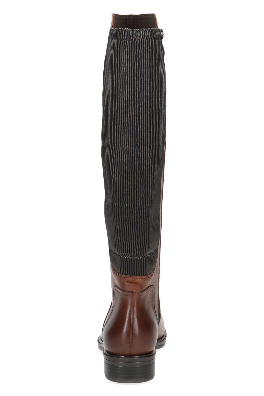Caprice Leather Stretch Back Knee Boots - Cognac Comb
