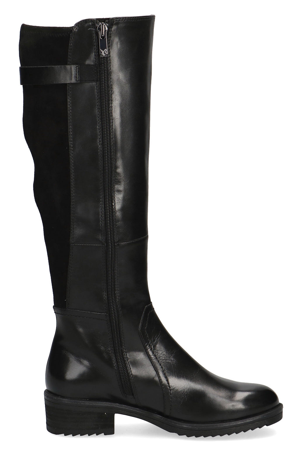 Caprice Leather/Suede Back Wide Fit BLUE GRIP Knee High Boots - Black Comb