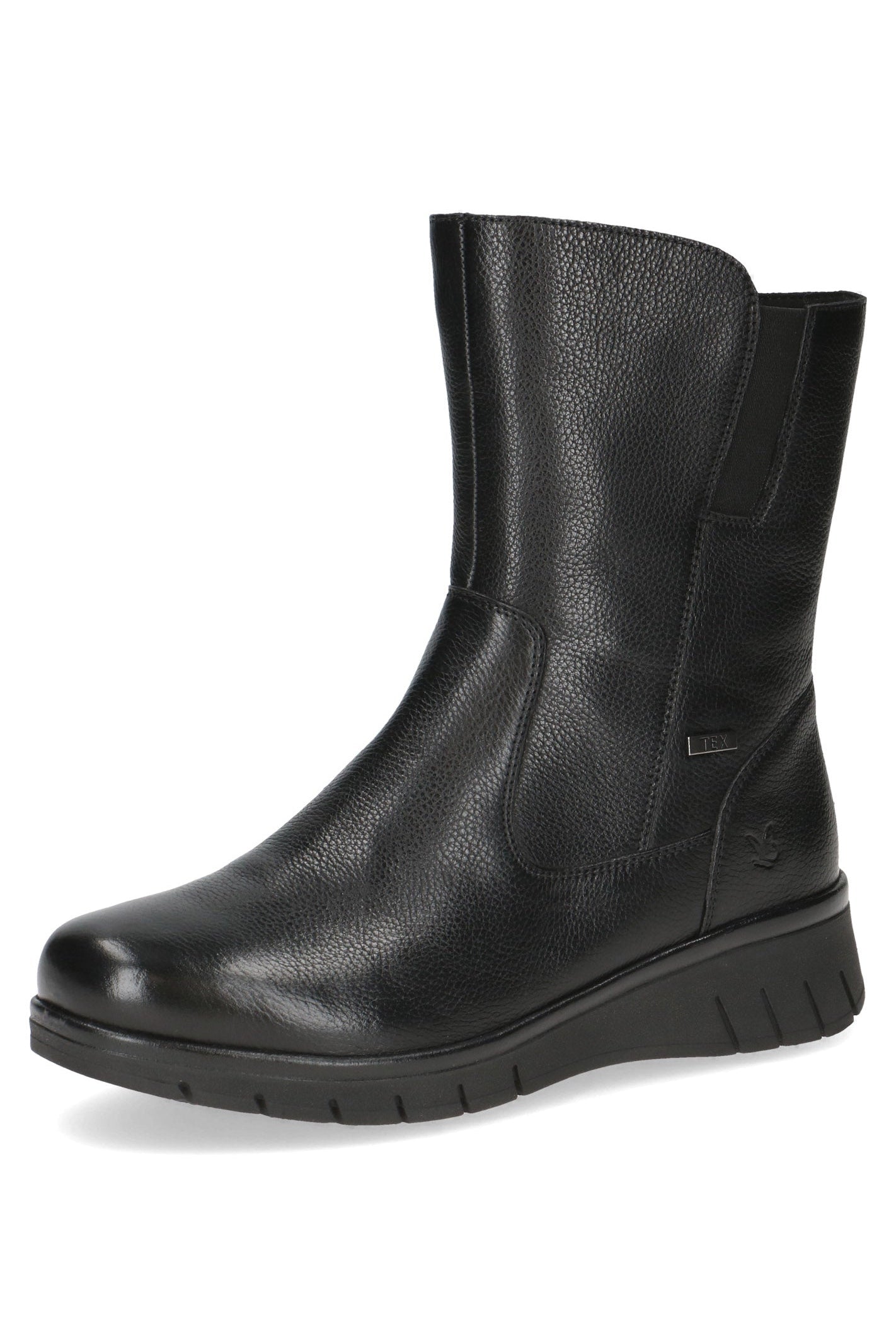 Caprice Leather TEX & BLUE GRIP Wide Fit Boots - Black Nappa