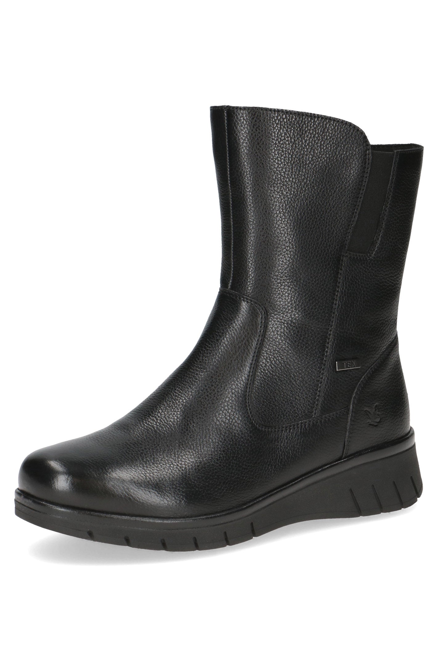 Caprice Leather TEX & BLUE GRIP Wide Fit Boots - Black Nappa