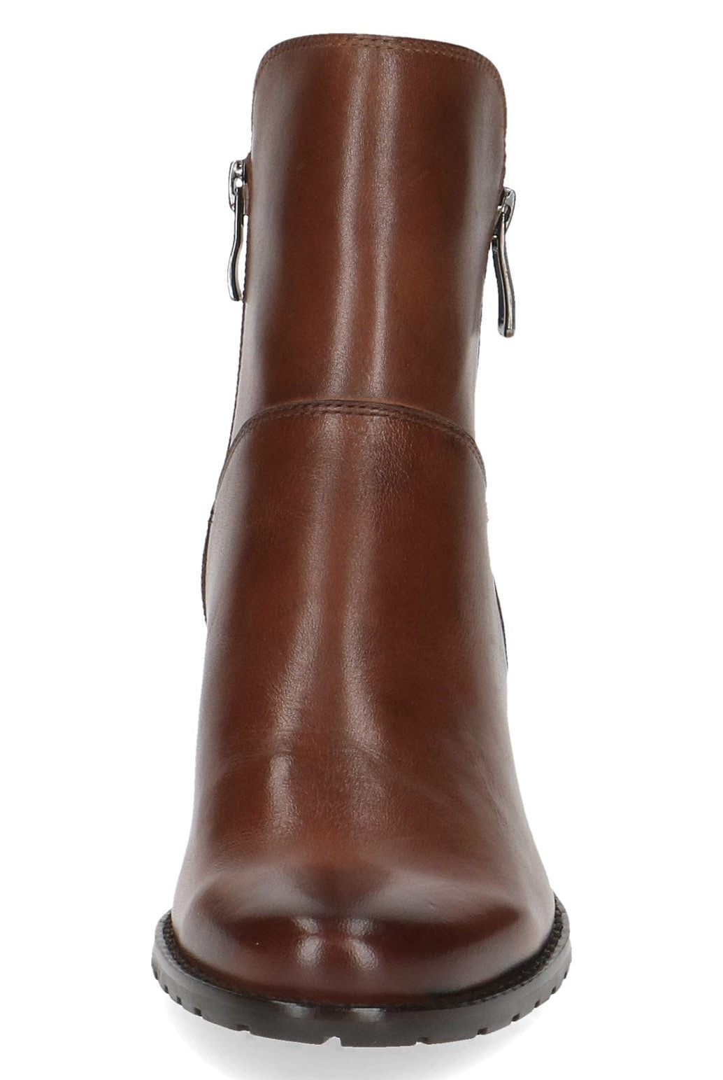 Caprice Leather Wide Fit Ankle Boots - Cognac Nappa