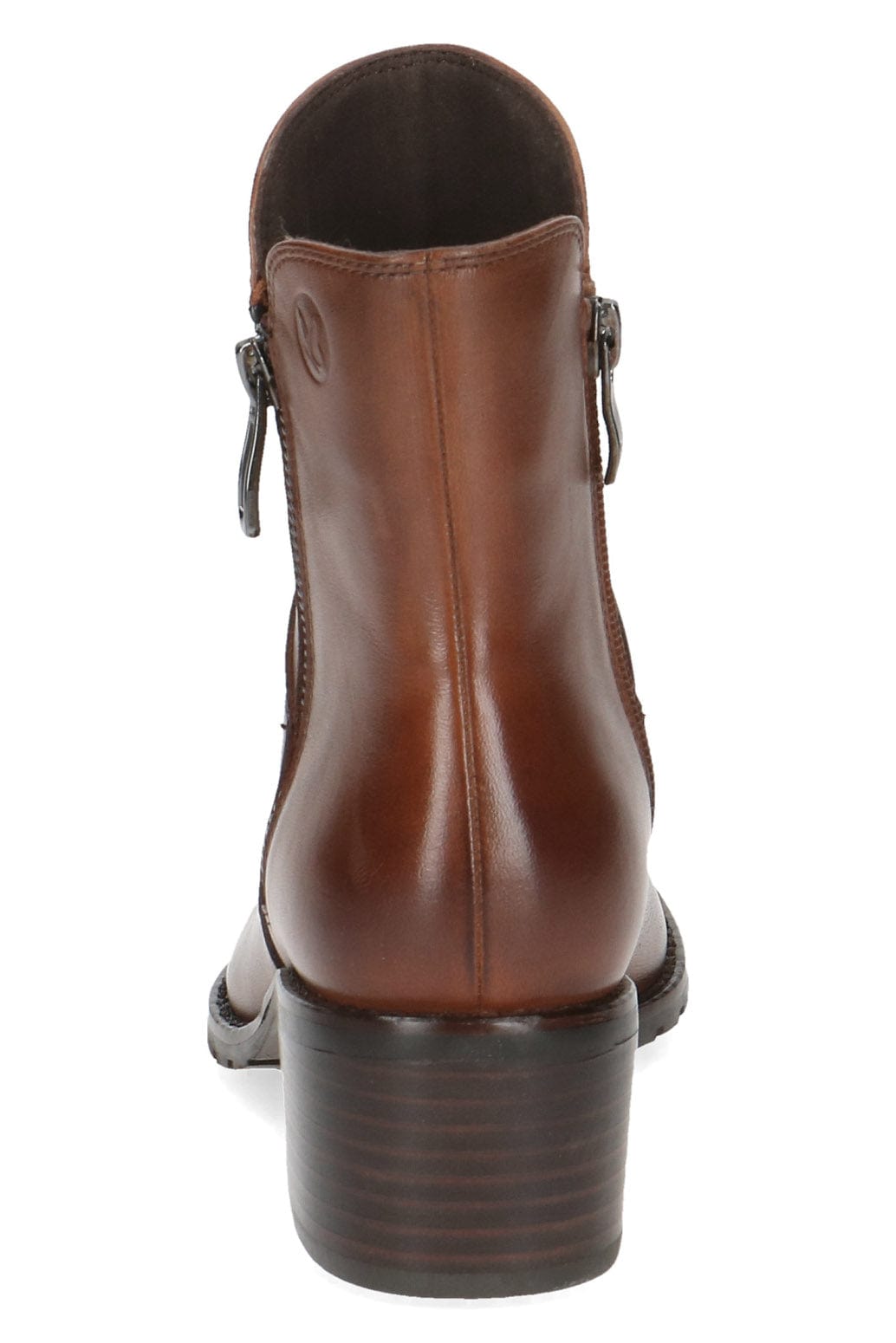 Caprice Leather Wide Fit Ankle Boots - Cognac Nappa