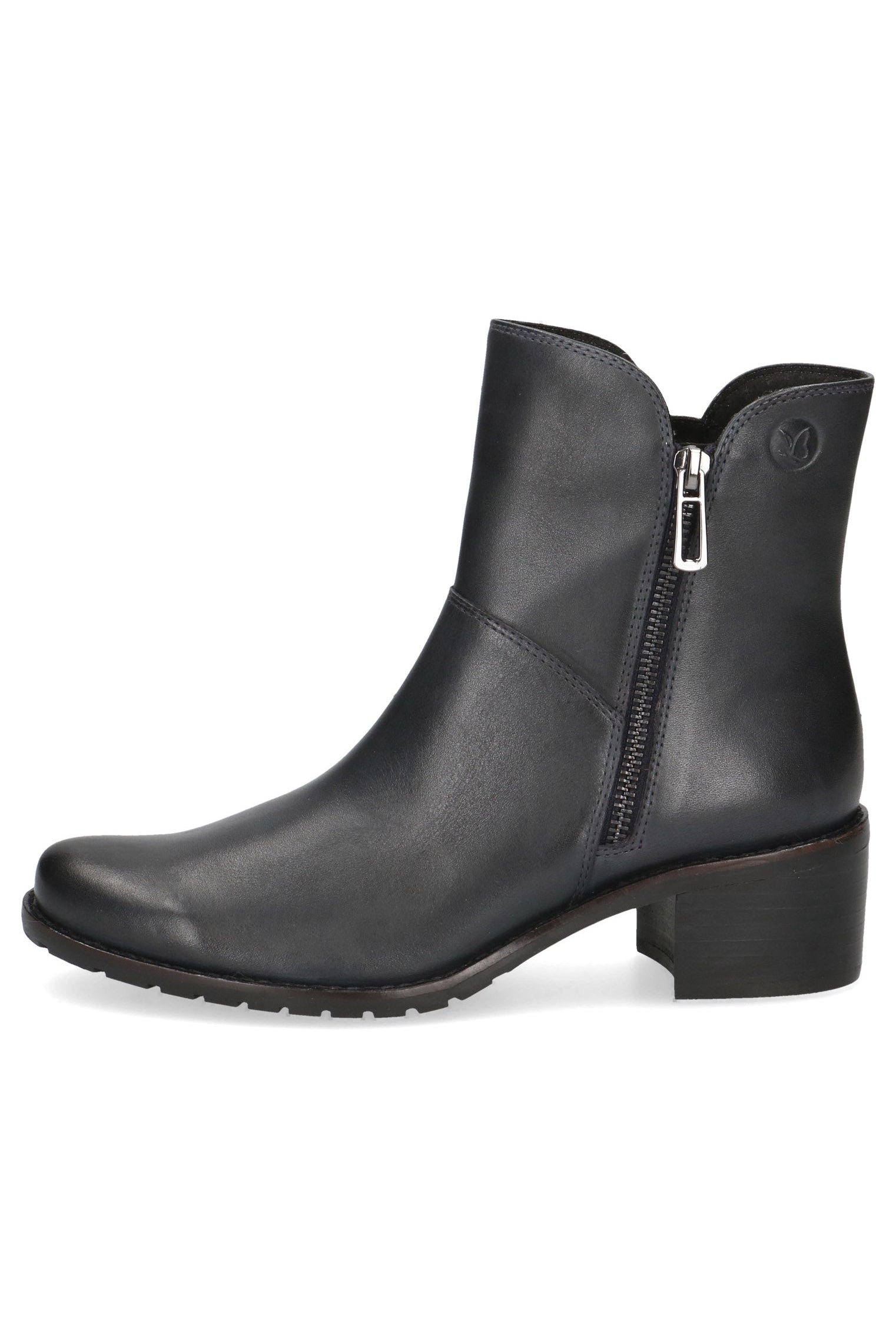 Caprice Leather Wide Fit Ankle Boots - Ocean Nappa