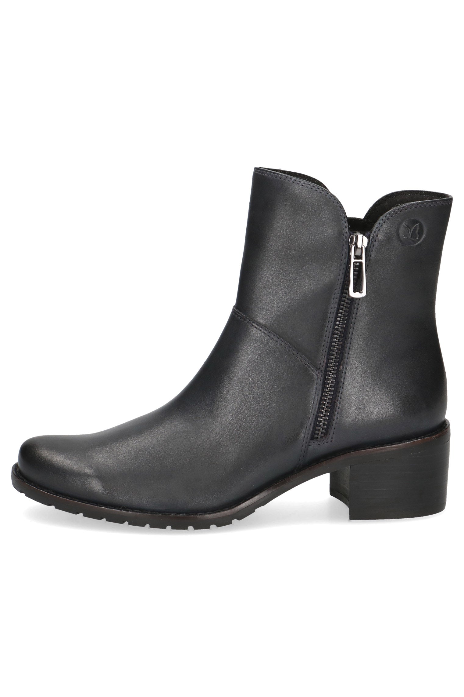 Caprice Leather Wide Fit Ankle Boots - Ocean Nappa