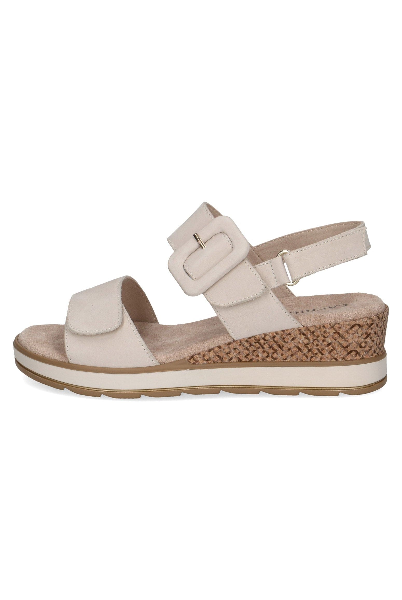 Caprice Nubuck Leather Buckle Detail Sandals - Snow Nubuck