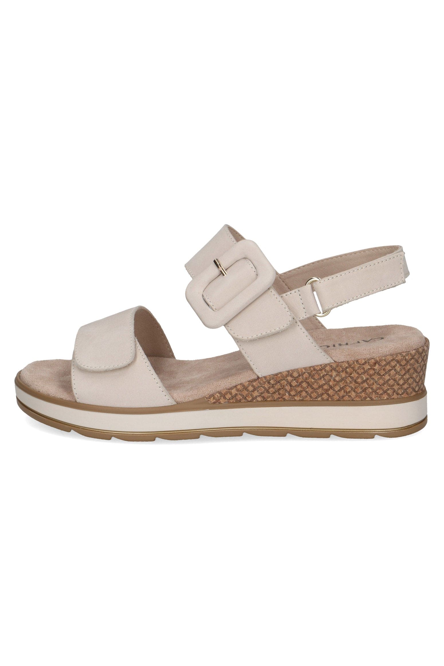 Caprice Nubuck Leather Buckle Detail Sandals - Snow Nubuck
