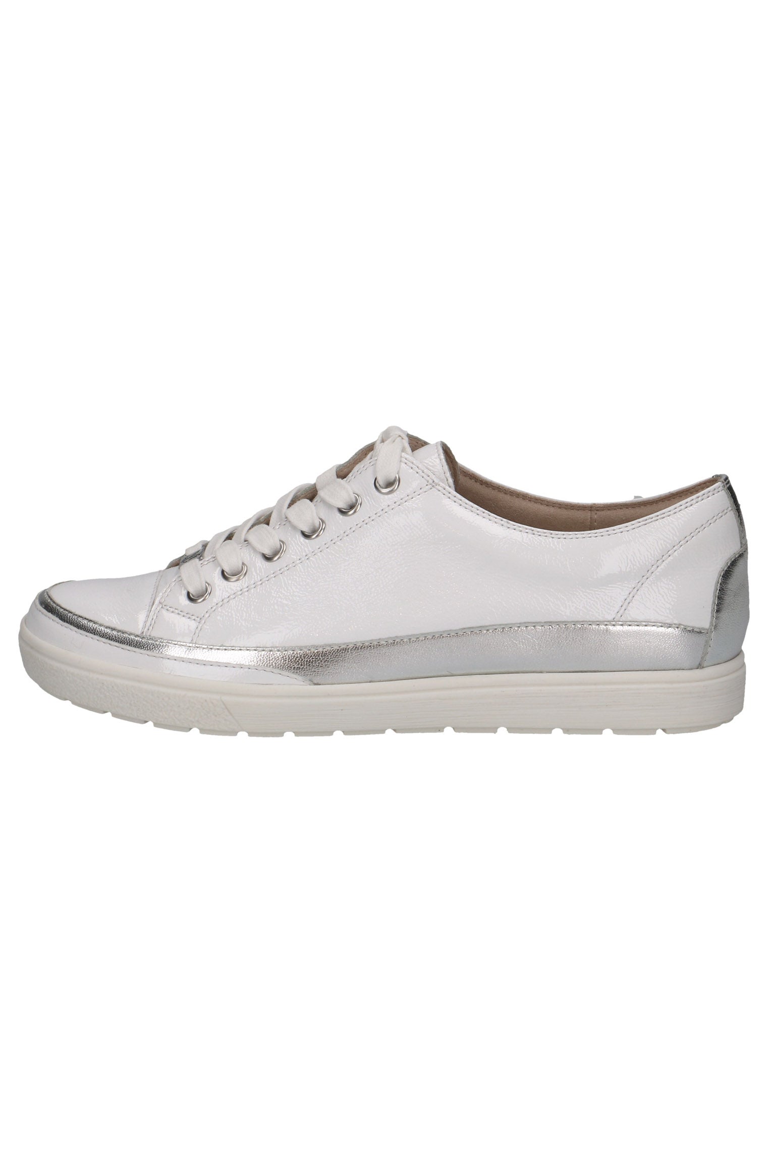 Caprice Silver Trim Leather Trainers - White Comb