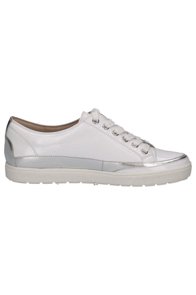 Caprice Silver Trim Leather Trainers - White Comb