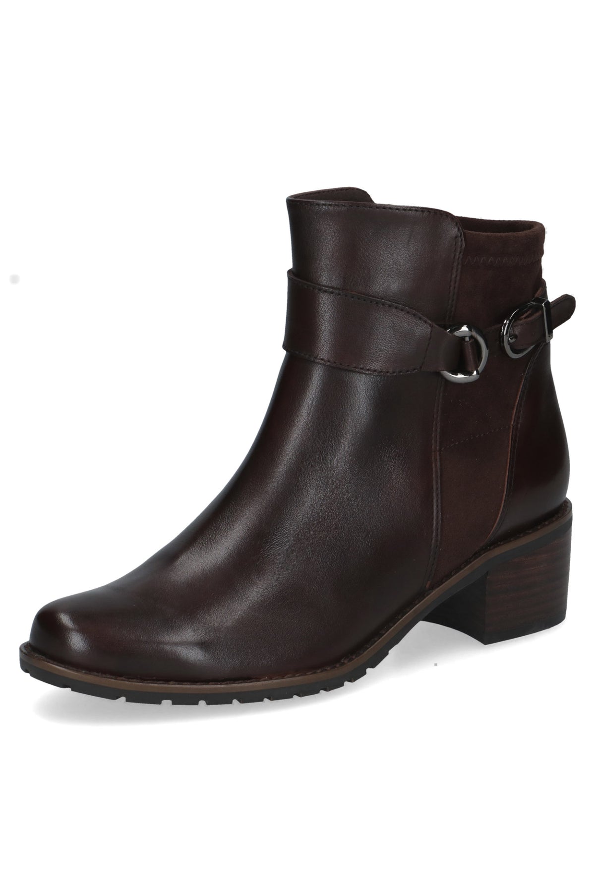 Caprice Strap Detail Ankle Boots - Dark Brown Comb