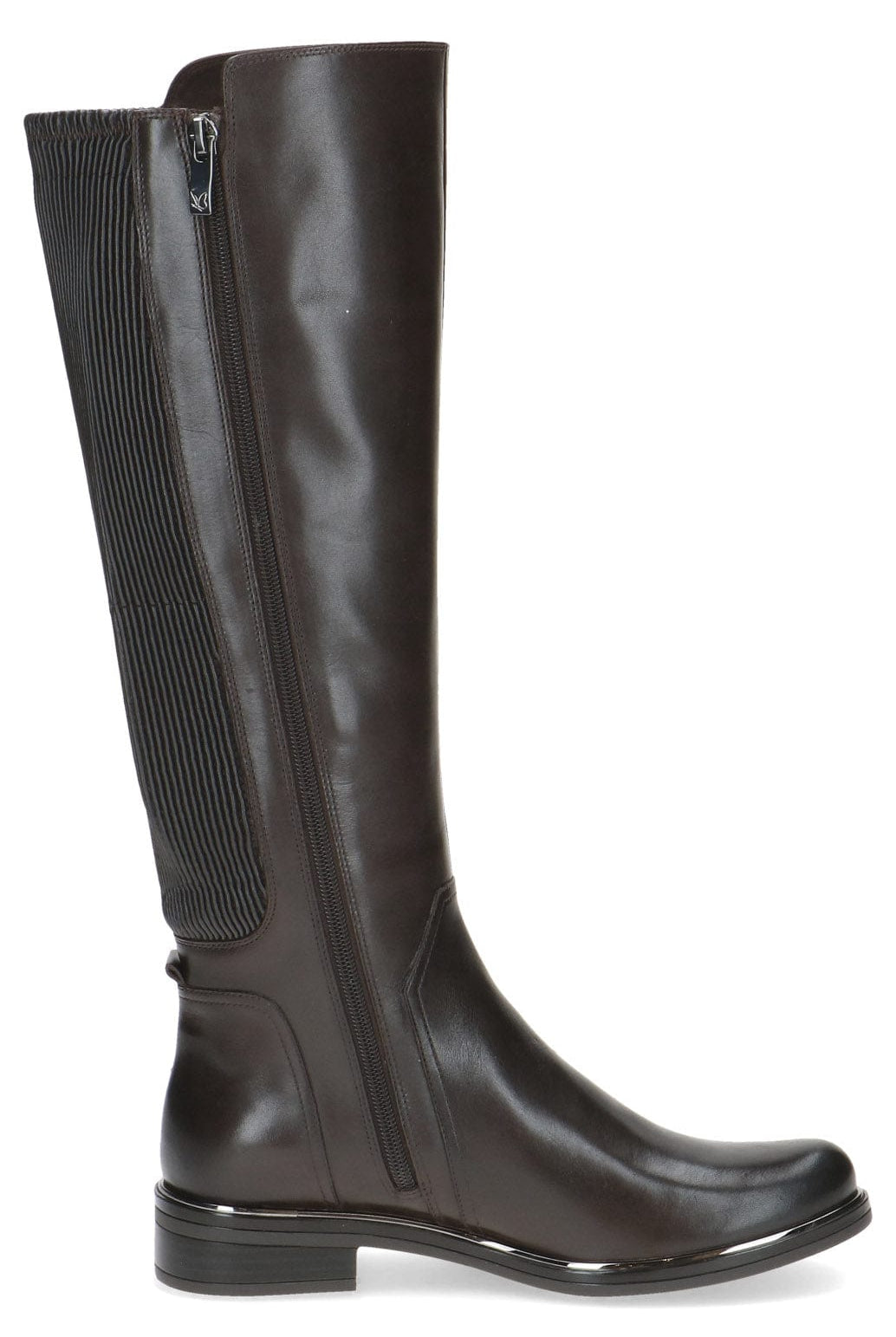 Caprice Stretch Back Knee High Boots - Dark Brown Comb
