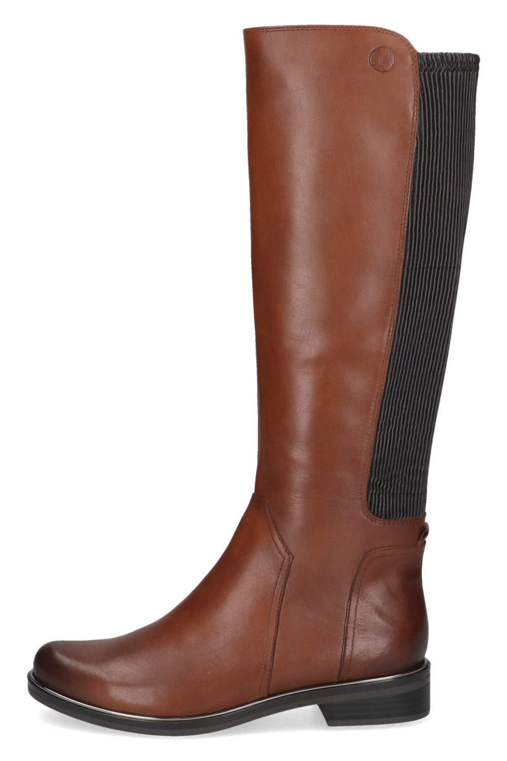 Caprice Stretch Back Leather Knee High Boots - Cognac Comb