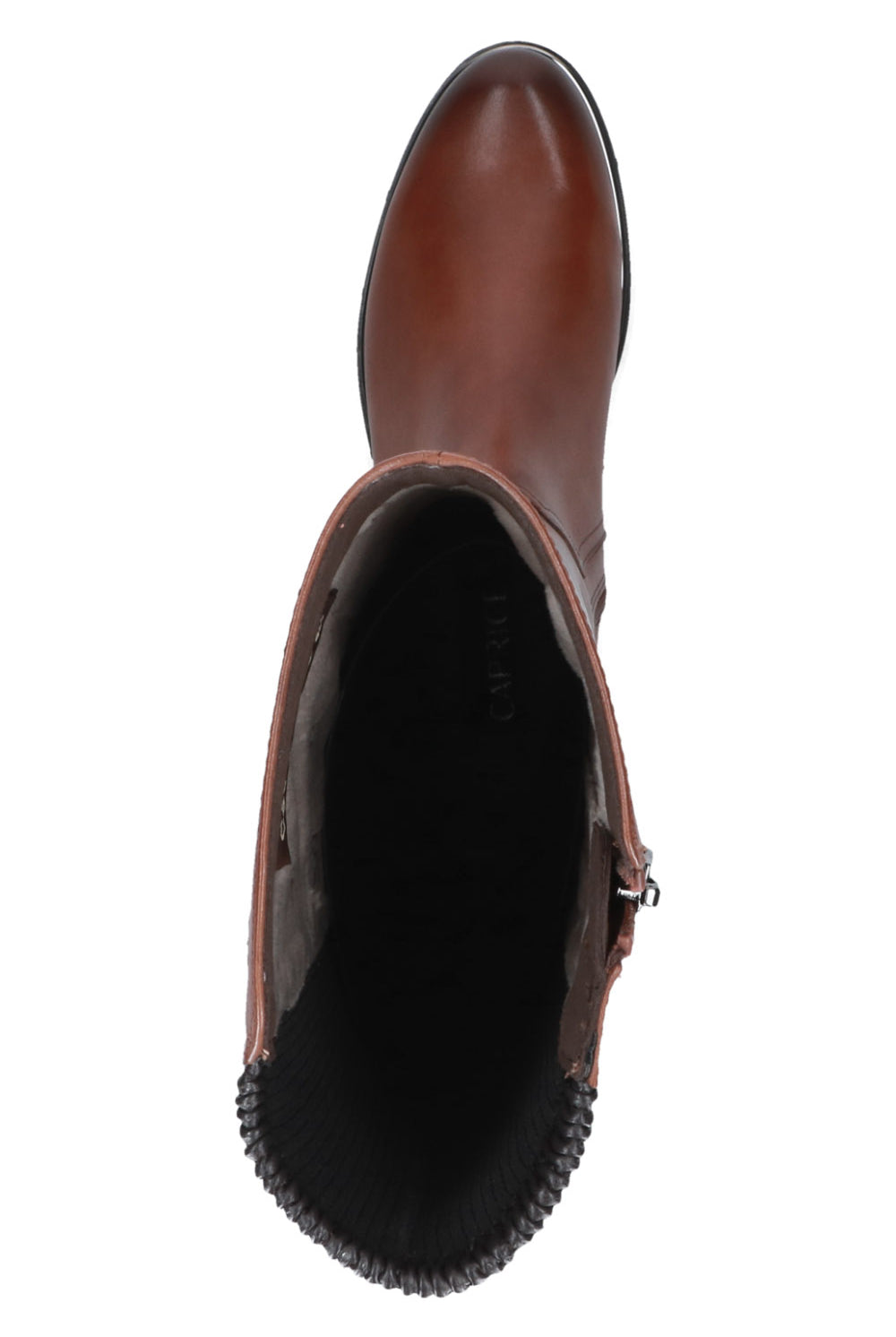 Caprice Stretch Back Leather Knee High Boots - Cognac Comb