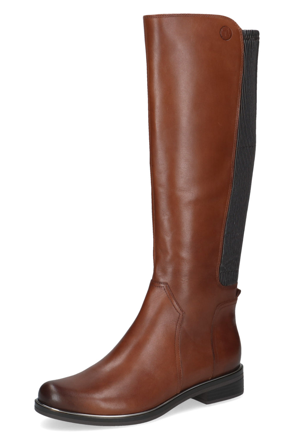 Caprice Stretch Back Leather Knee High Boots - Cognac Comb