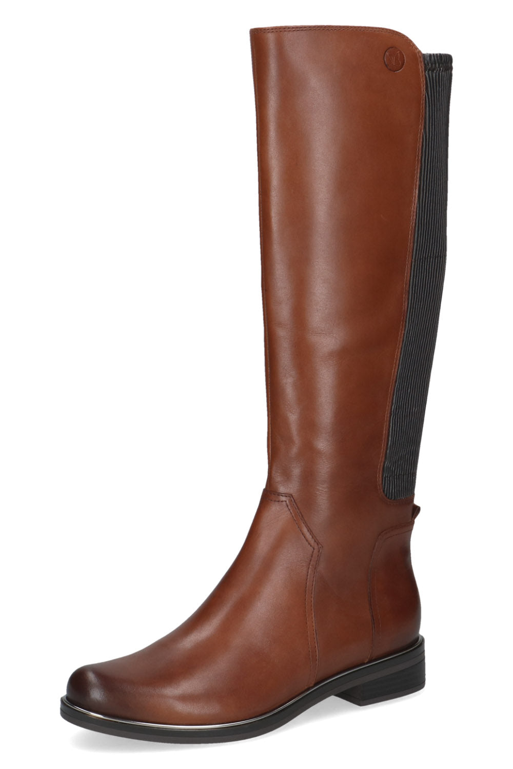 Caprice Stretch Back Leather Knee High Boots - Cognac Comb