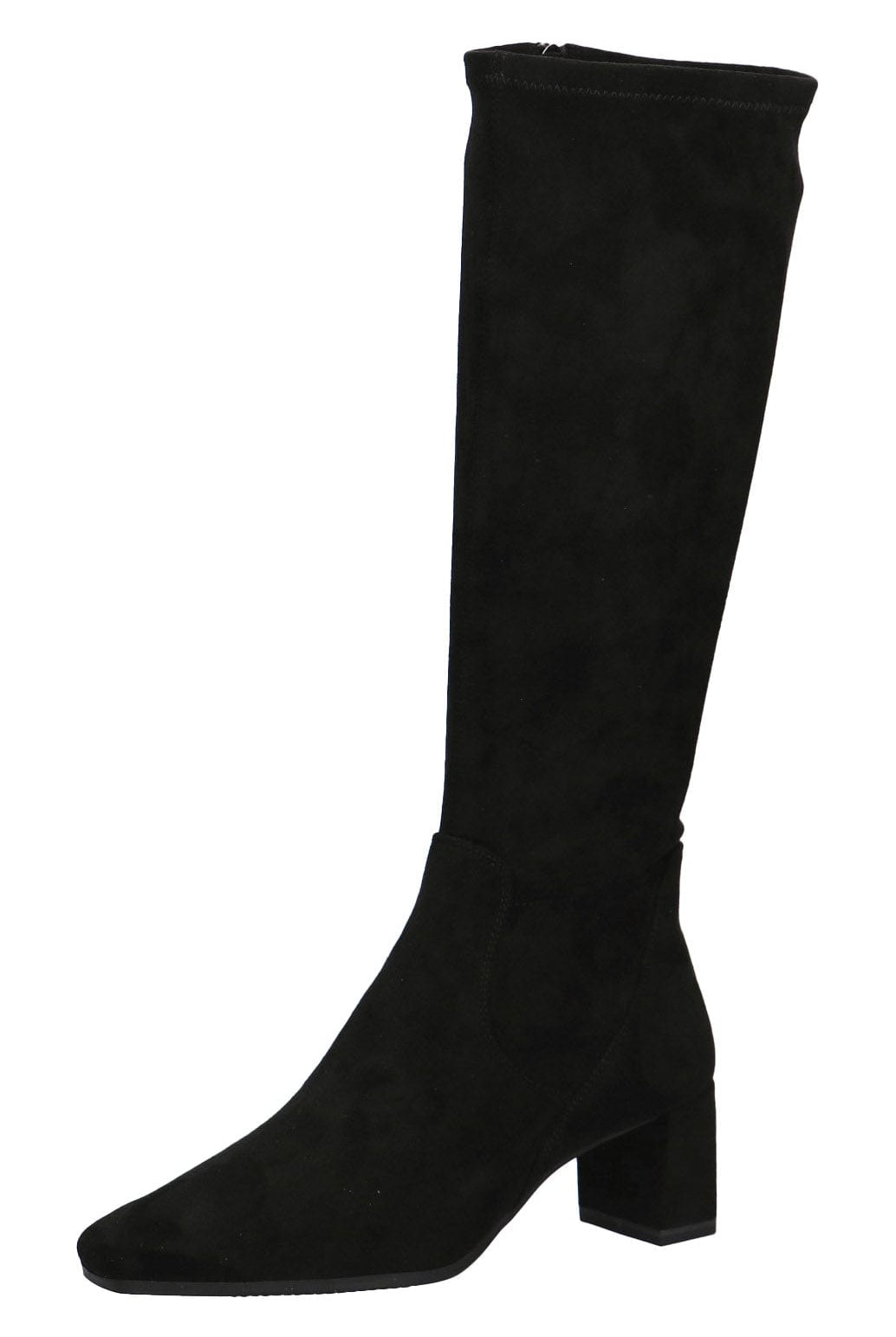 Caprice Stretch Suede Effect Knee Boots - Black