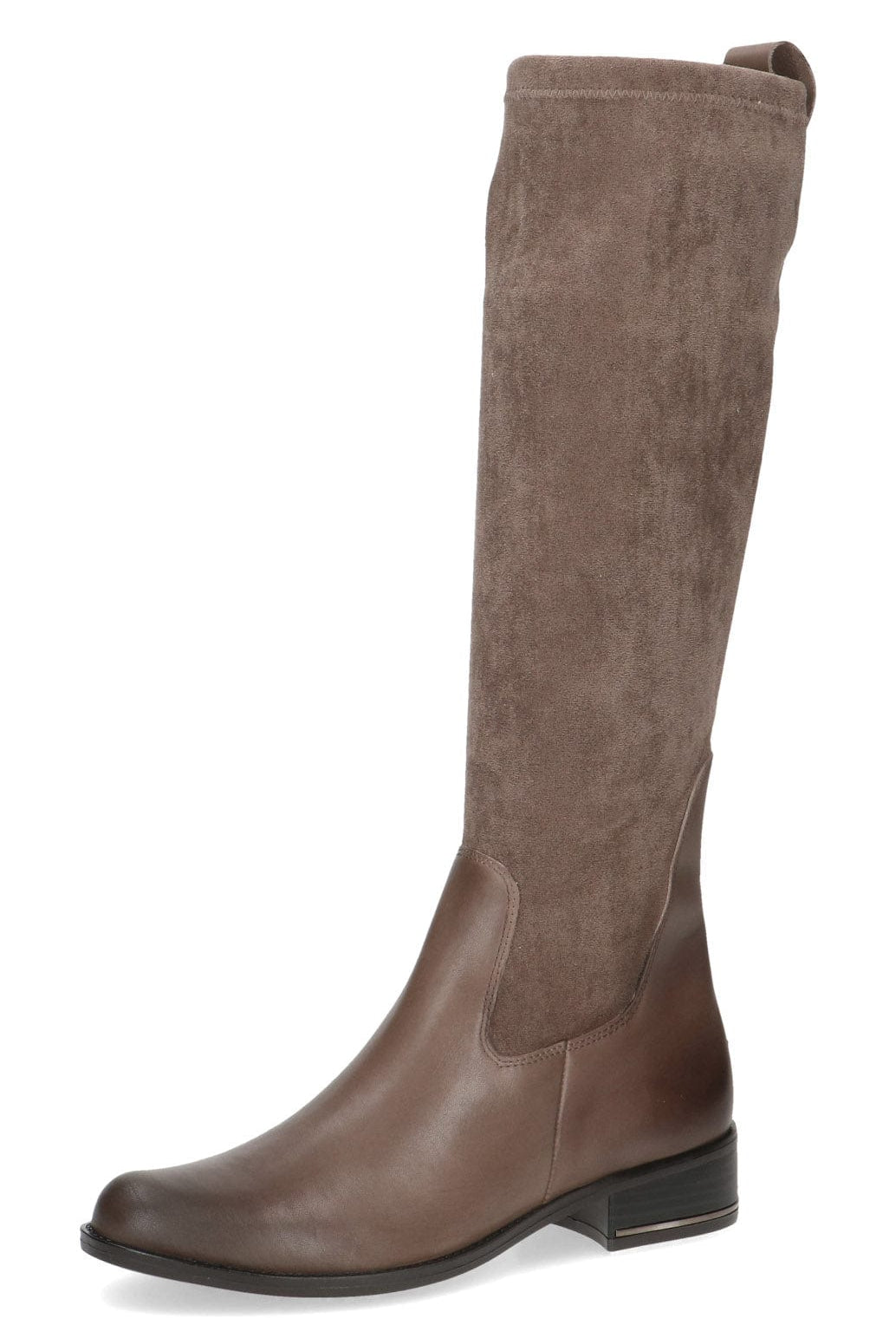 Caprice Stretch Suede Knee High Boots - Taupe Comb
