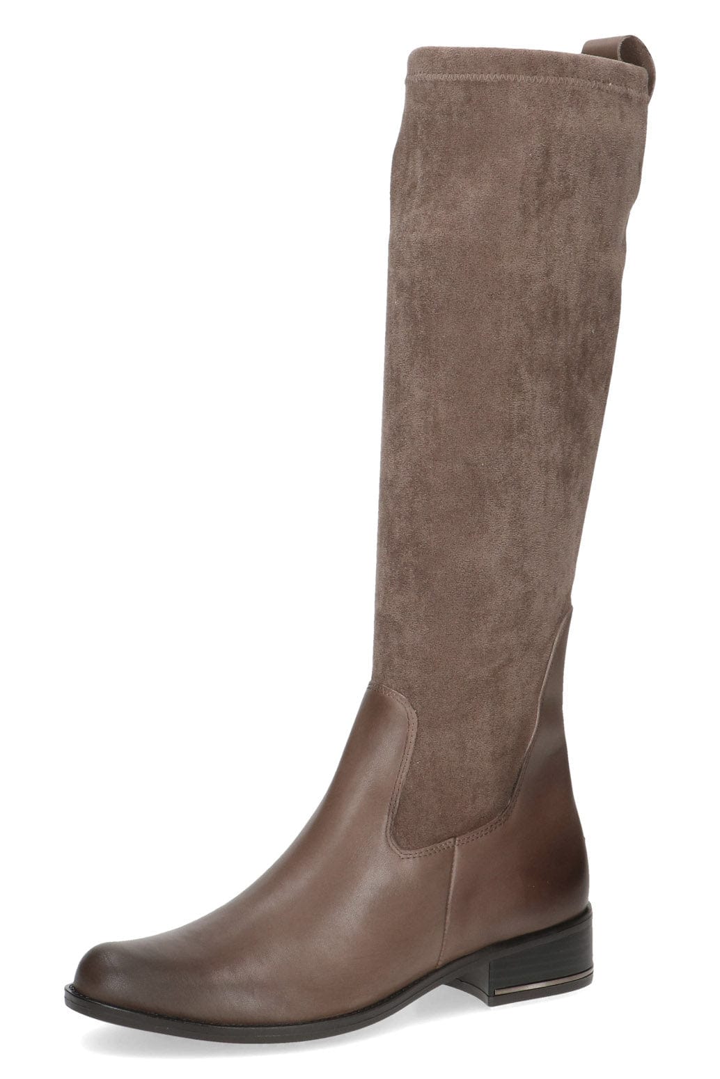 Caprice Stretch Suede Knee High Boots - Taupe Comb