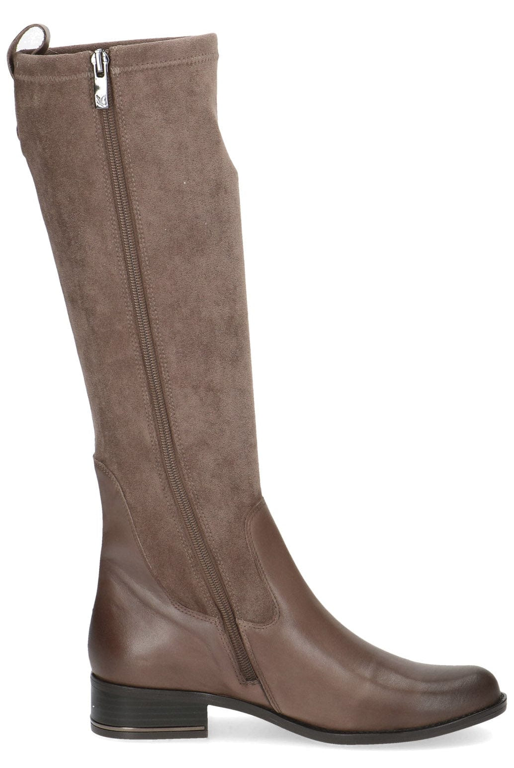 Caprice Stretch Suede Knee High Boots - Taupe Comb