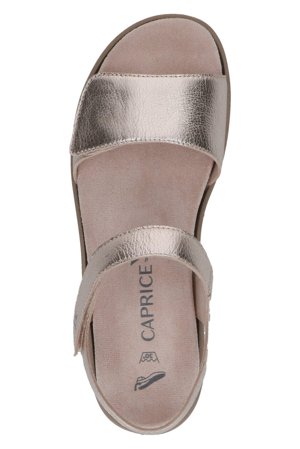 Caprice Wide Fit Leather Sandals - Platin Metal