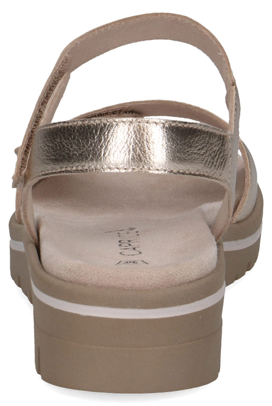 Caprice Wide Fit Leather Sandals - Platin Metal
