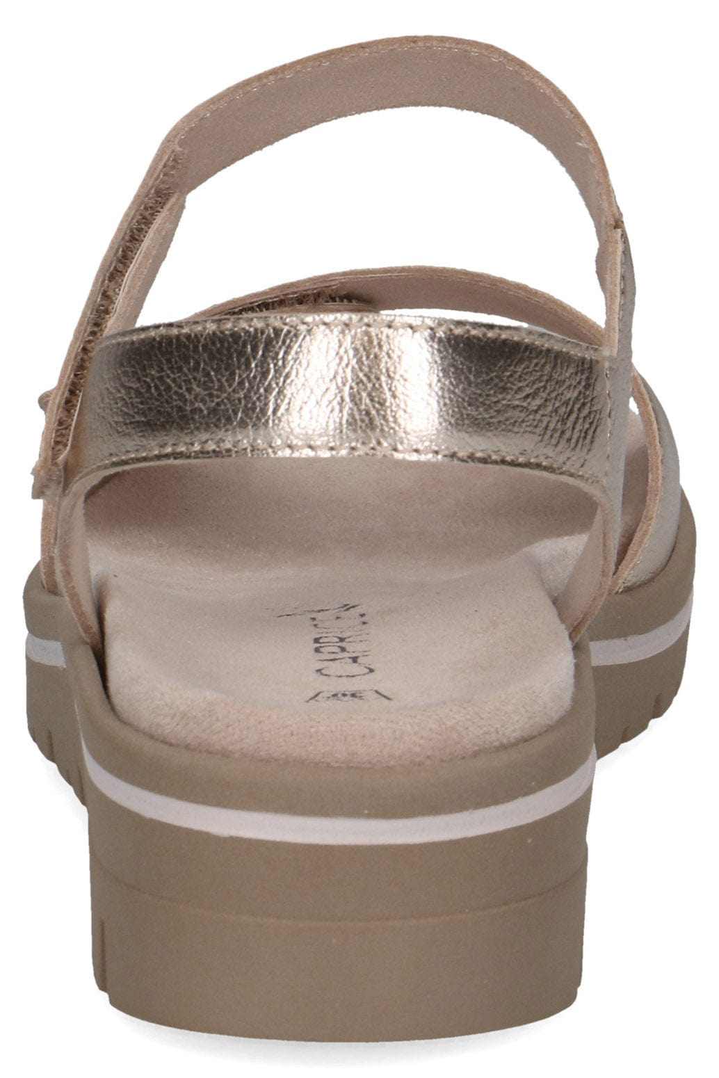 Caprice Wide Fit Leather Sandals - Platin Metal